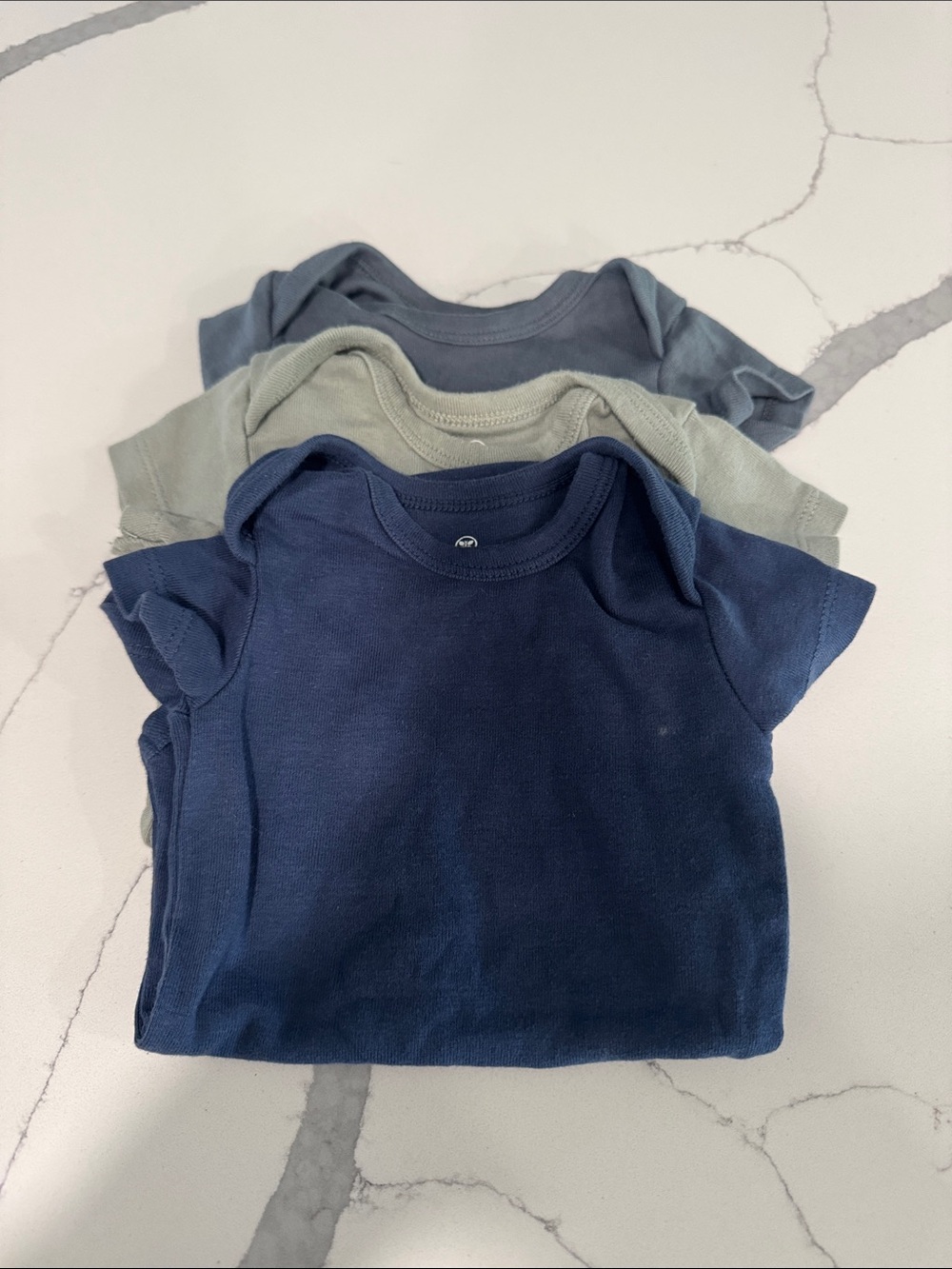 Honest brand Set of 3 Baby Short-Sleeve Bodysuits - Blue, Light Gray, Navy